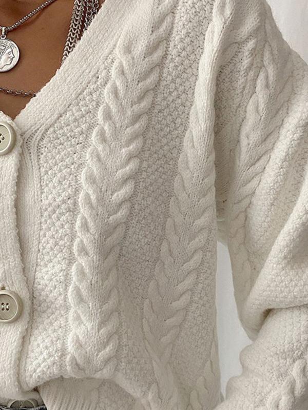 Women's Cardigans Solid V-Neck Button Long Sleeve Knitted Cardigan - Cardigans & Sweaters - INS | Online Fashion Free Shipping Clothing, Dresses, Tops, Shoes - 24/11/2021 - CAR2111241192 - Cardigans & Sweaters