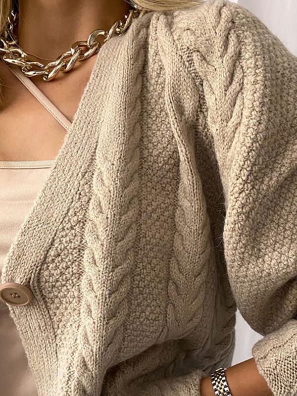 Women's Cardigans Solid V-Neck Button Long Sleeve Knitted Cardigan - Cardigans & Sweaters - INS | Online Fashion Free Shipping Clothing, Dresses, Tops, Shoes - 24/11/2021 - CAR2111241192 - Cardigans & Sweaters