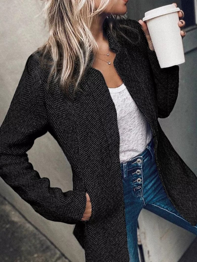 Women's Coats Fashion Long Sleeve Pocket Woolen Coat - Coats & Jackets - INS | Online Fashion Free Shipping Clothing, Dresses, Tops, Shoes - 30/09/2021 - COA2109301191 - Coats & Jackets