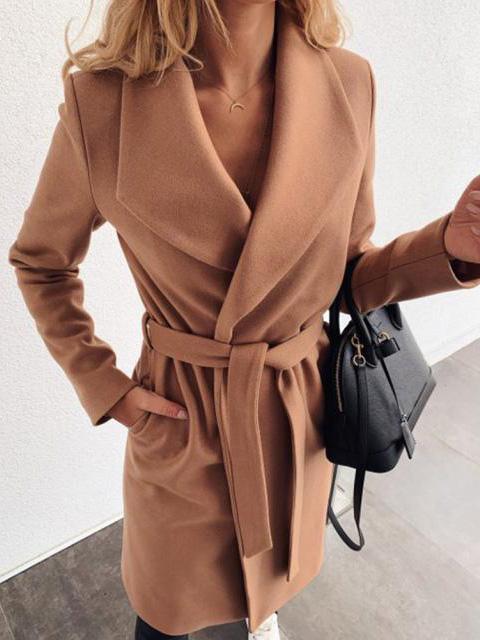 Women's Coats Lapel Slim Fashion Belted Woolen Coats - Coats & Jackets - INS | Online Fashion Free Shipping Clothing, Dresses, Tops, Shoes - 20-30 - 31/08/2021 - COA2109011124