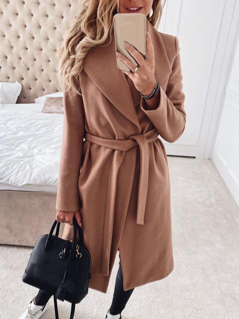 Women's Coats Lapel Slim Fashion Belted Woolen Coats - Coats & Jackets - INS | Online Fashion Free Shipping Clothing, Dresses, Tops, Shoes - 20-30 - 31/08/2021 - COA2109011124
