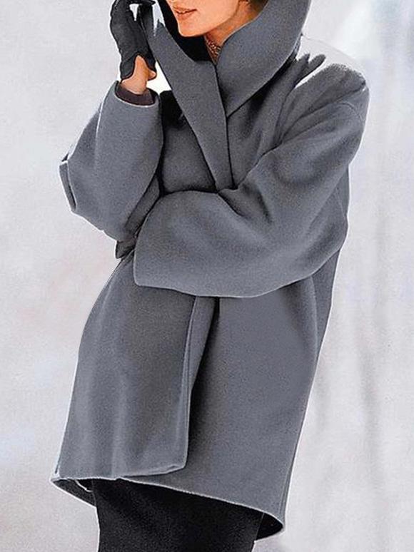 Women's Coats Loose Solid Button Hooded Woolen Coat - Coats & Jackets - INS | Online Fashion Free Shipping Clothing, Dresses, Tops, Shoes - 16/09/2021 - 20-30 - COA2109161155