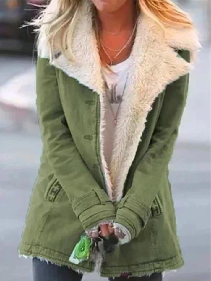 Women's Coats Plush Long Sleeve Lapel Warm Cotton Coat - Coats & Jackets - INS | Online Fashion Free Shipping Clothing, Dresses, Tops, Shoes - 20/10/2021 - 30-40 - COA2110201235