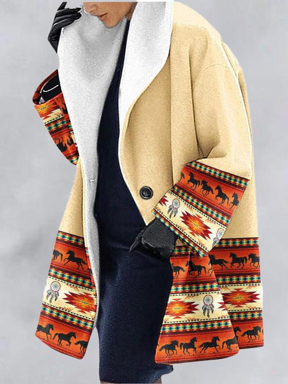 Women's Coats Printed Lapel Long Sleeve Hooded Coat - Coats & Jackets - Instastyled | Online Fashion Free Shipping Clothing, Dresses, Tops, Shoes - 08/12/2021 - 30-40 - COA2112091348