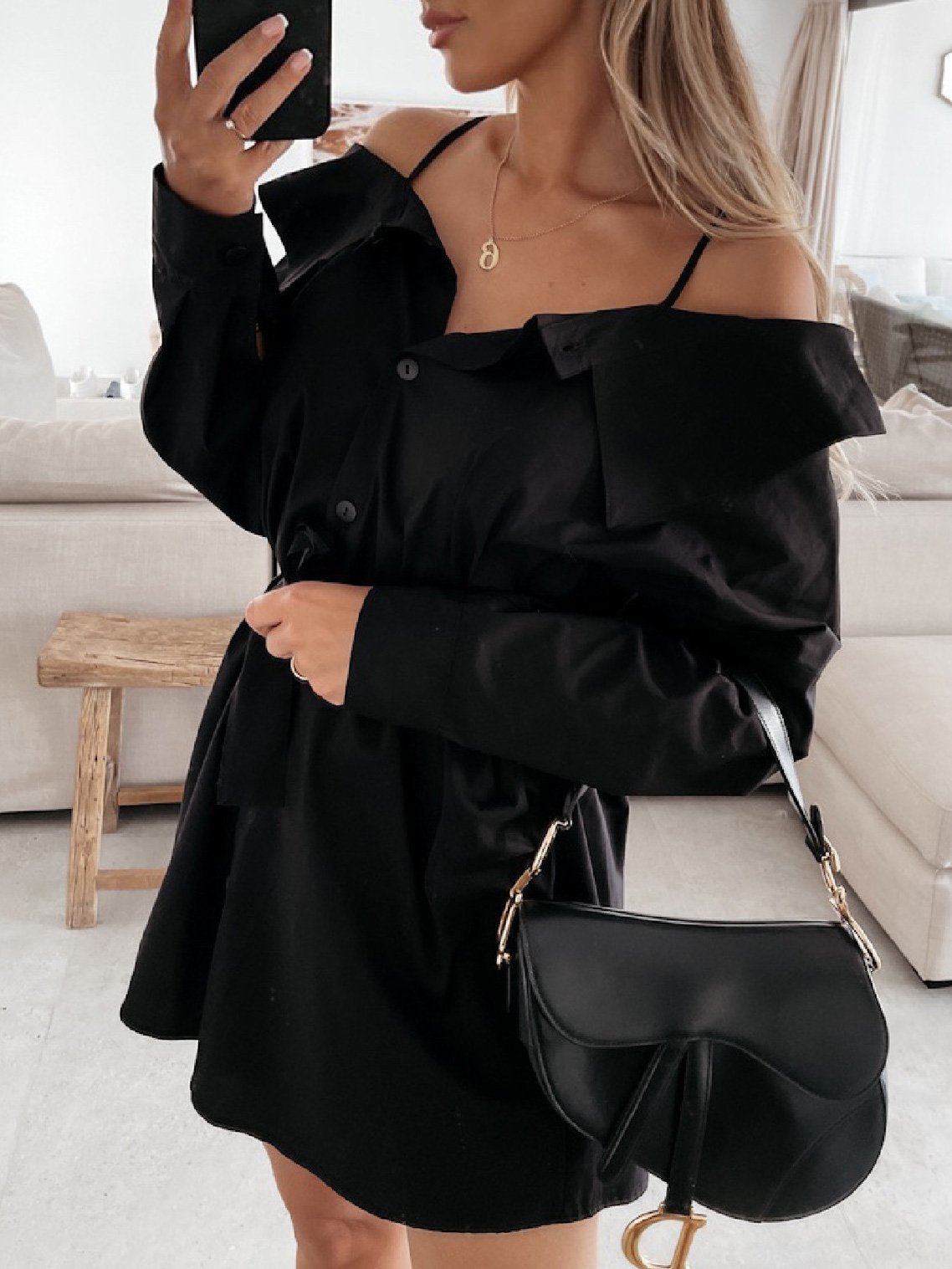 Women's Dresses Belted Strapless Belted Button Shirt Dress - Mini Dresses - INS | Online Fashion Free Shipping Clothing, Dresses, Tops, Shoes - 20-30 - 24/08/2021 - Category_Mini Dresses