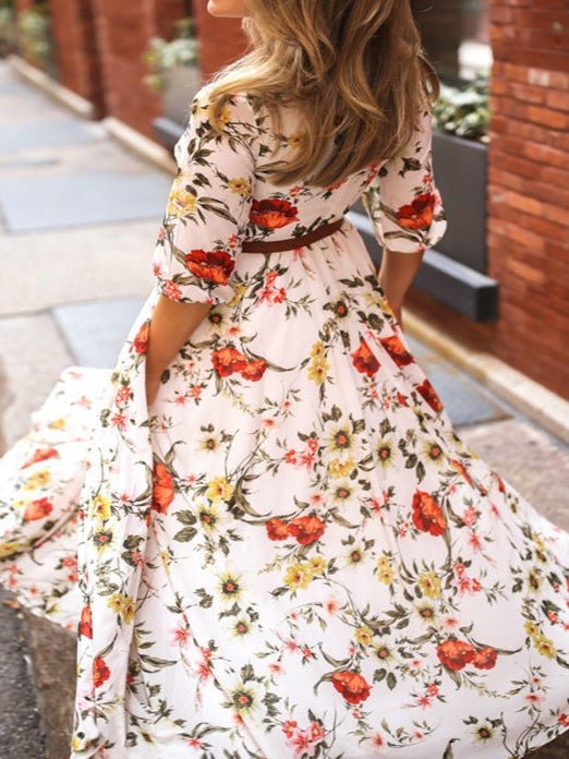 Women's Dresses Boho Print Mid-Sleeve Maxi Dress - Maxi Dresses - Instastyled | Online Fashion Free Shipping Clothing, Dresses, Tops, Shoes - 22/01/2022 - 30-40 - color-blue