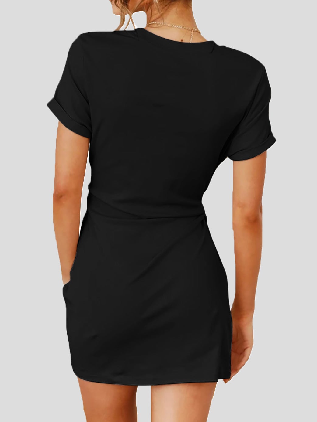 Women's Dresses Casual Solid Knotted Short Sleeve Dress - Mini Dresses - Instastyled | Online Fashion Free Shipping Clothing, Dresses, Tops, Shoes - 20-30 - 20/01/2022 - color-black
