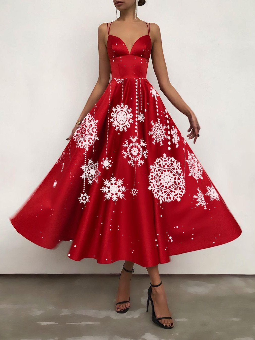 Women's Dresses Christmas Print Halter Strap Maxi Dress - Maxi Dresses - INS | Online Fashion Free Shipping Clothing, Dresses, Tops, Shoes - 29/11/2021 - 40-50 - color-green