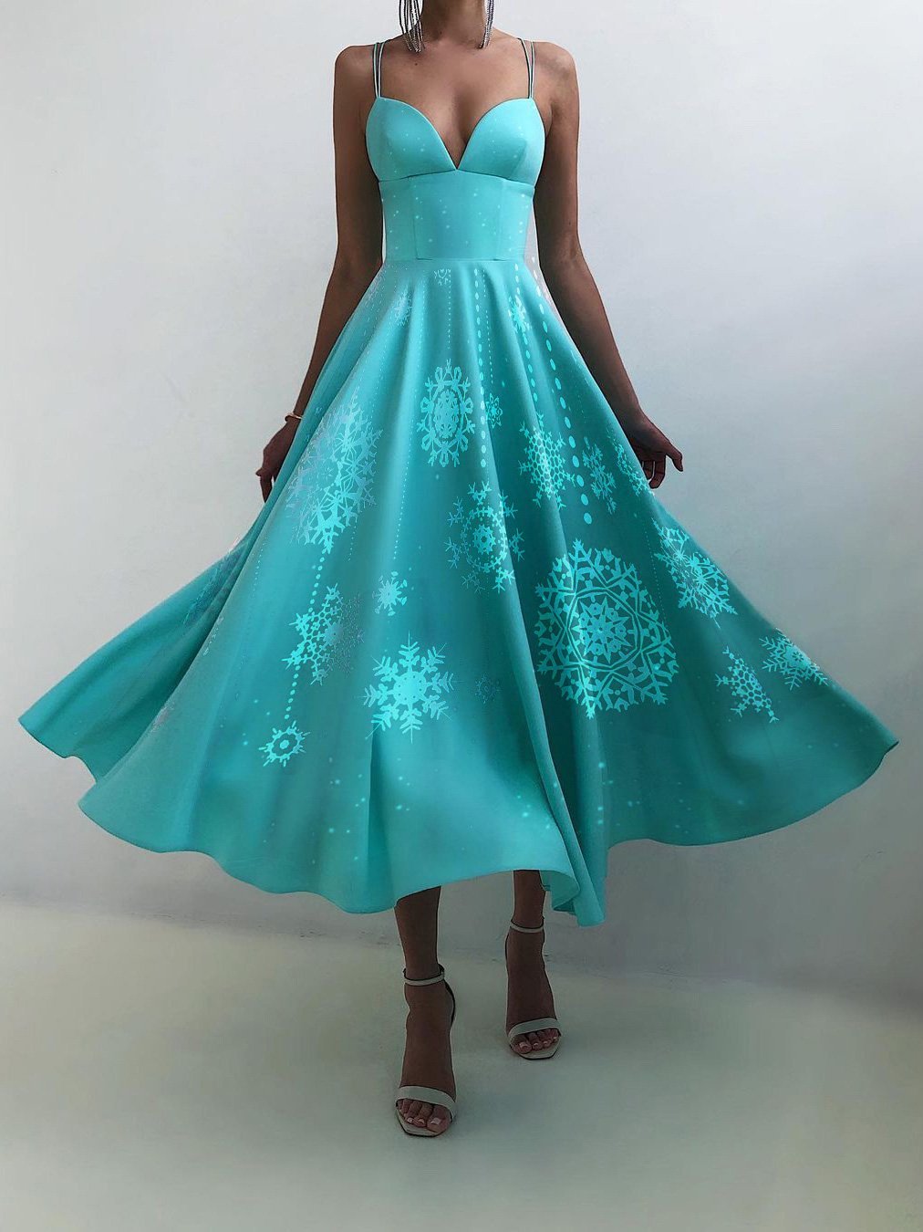 Women's Dresses Christmas Print Halter Strap Maxi Dress - Maxi Dresses - INS | Online Fashion Free Shipping Clothing, Dresses, Tops, Shoes - 29/11/2021 - 40-50 - color-green