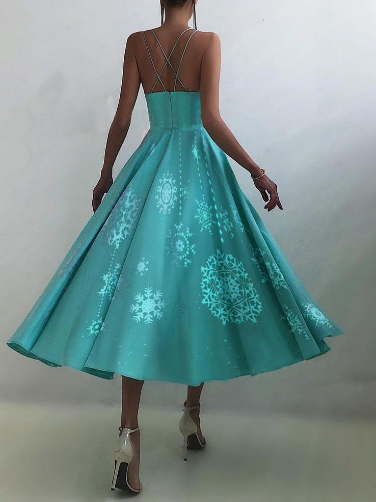 Women's Dresses Christmas Print Halter Strap Maxi Dress - Maxi Dresses - INS | Online Fashion Free Shipping Clothing, Dresses, Tops, Shoes - 29/11/2021 - 40-50 - color-green