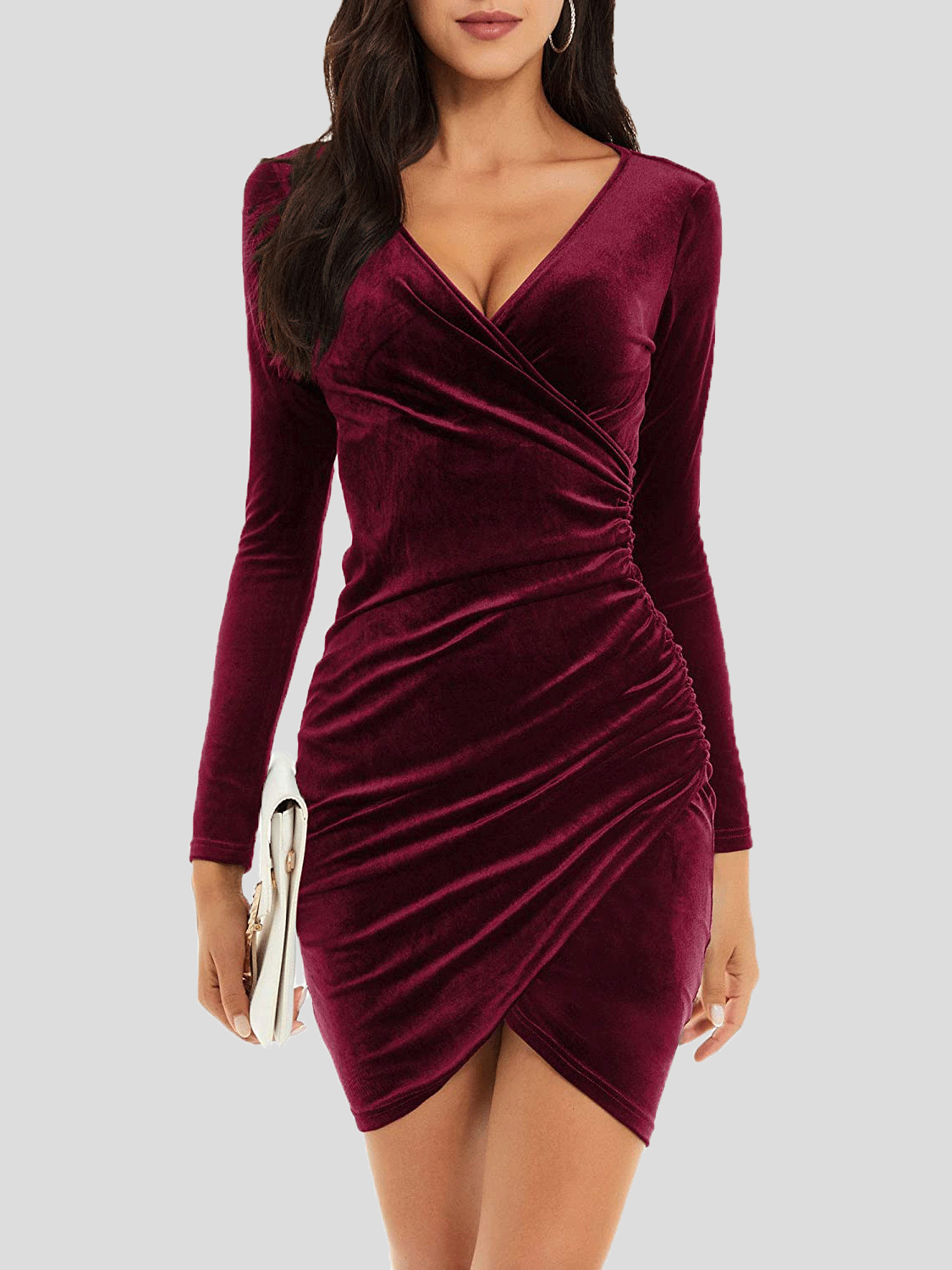 Women's Dresses Deep V-Neck Long Sleeve Skinny Dress - Mini Dresses - Instastyled | Online Fashion Free Shipping Clothing, Dresses, Tops, Shoes - 20-30 - 21/12/2021 - color-black