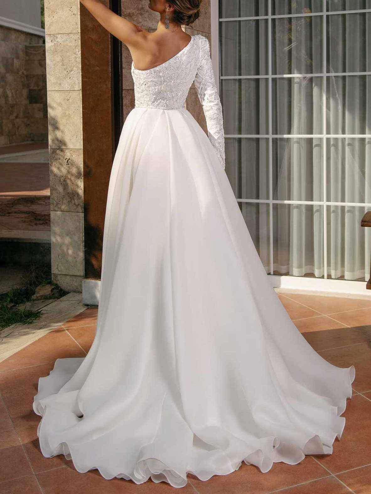 Women's Dresses Deep V-Neck One-Shoulder Slim-Fit Formal Dresses - Maxi Dresses - INS | Online Fashion Free Shipping Clothing, Dresses, Tops, Shoes - 29/11/2021 - color-white - Color_White