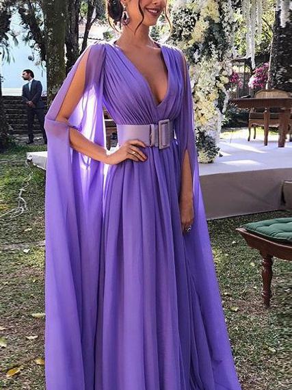 Women's Dresses Elegant Retro Deep V-Neck Party Evening Dress - Maxi Dresses - INS | Online Fashion Free Shipping Clothing, Dresses, Tops, Shoes - 29/11/2021 - color-purple - Color_Purple