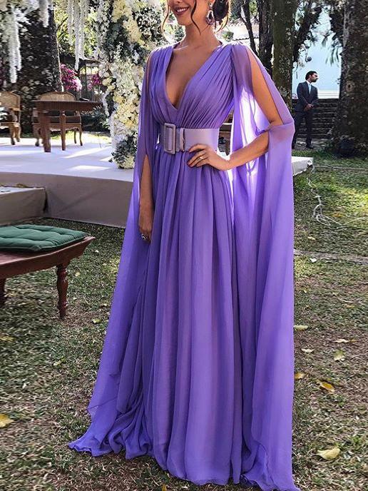 Women's Dresses Elegant Retro Deep V-Neck Party Evening Dress - Maxi Dresses - INS | Online Fashion Free Shipping Clothing, Dresses, Tops, Shoes - 29/11/2021 - color-purple - Color_Purple