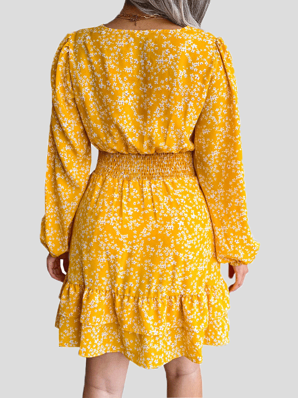 Women's Dresses Floral V-Neck Long Sleeve Mini Dress - Mini Dresses - Instastyled | Online Fashion Free Shipping Clothing, Dresses, Tops, Shoes - 09/12/2021 - 20-30 - color-green