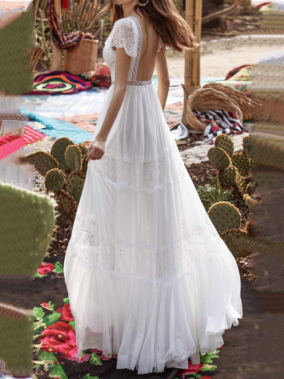 Women's Dresses Lace V-Neck Belted Maxi Dress - Maxi Dresses - Instastyled | Online Fashion Free Shipping Clothing, Dresses, Tops, Shoes - 11/01/2022 - color-white - Color_White