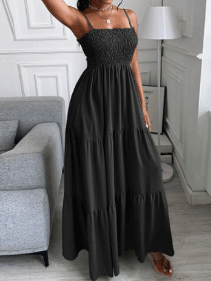 Women's Dresses Leaf Print High Waist Slip Dress - Maxi Dresses - Instastyled | Online Fashion Free Shipping Clothing, Dresses, Tops, Shoes - 10/01/2022 - 40-50 - color-black