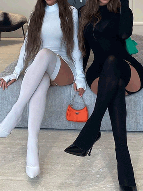 Women's Dresses Long Sleeve Turtleneck Hook Socks Buckle Two Piece Dress - Mini Dresses - Instastyled | Online Fashion Free Shipping Clothing, Dresses, Tops, Shoes - 10/02/2022 - 20-30 - color-black