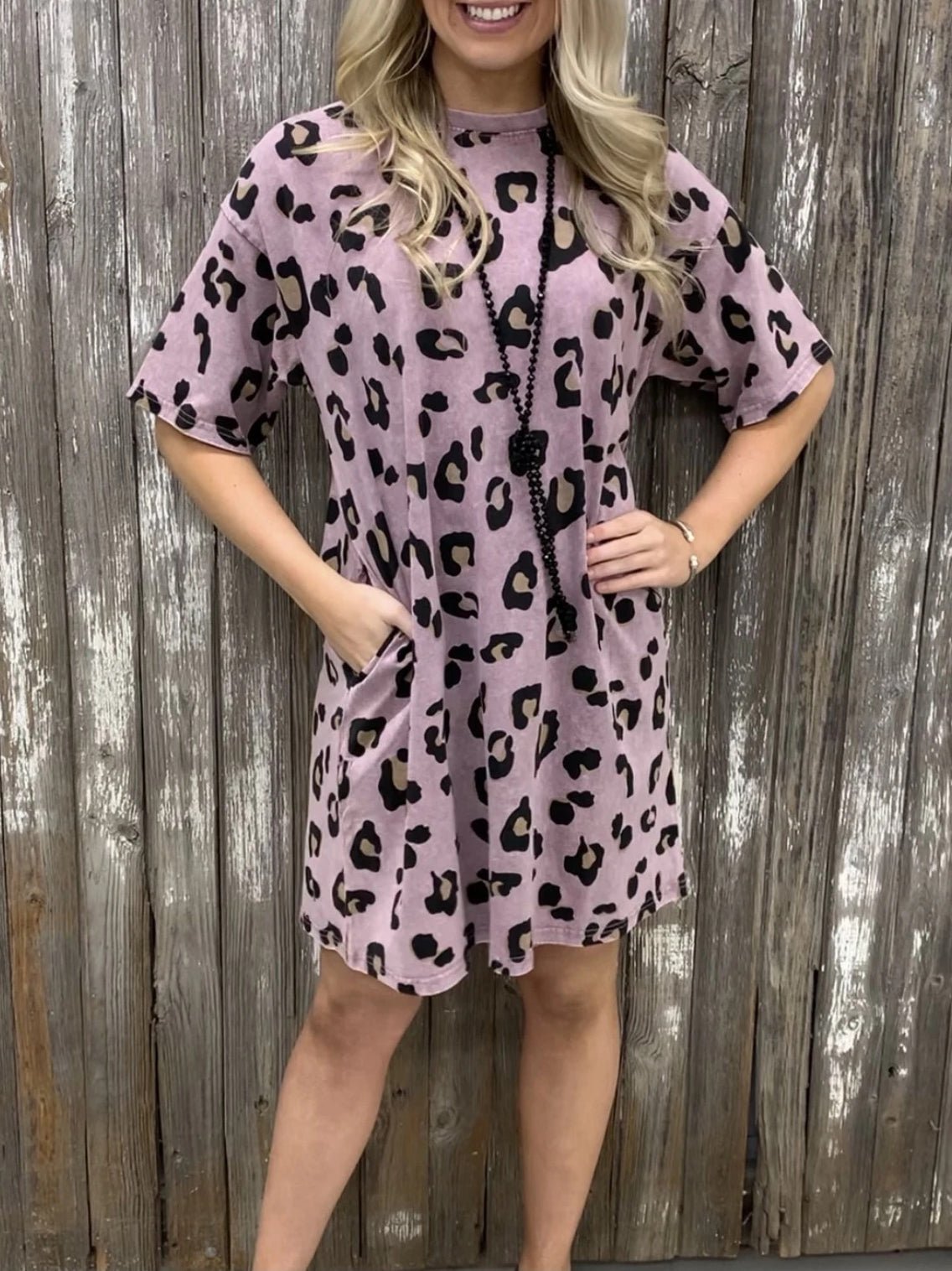 Women's Dresses Loose Leopard Print Crew Neck Short Sleeve Dress - Midi Dresses - Instastyled | Online Fashion Free Shipping Clothing, Dresses, Tops, Shoes - 09/02/2022 - 30-40 - Casual Dresses