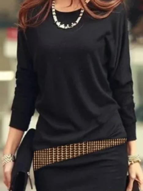 Women's Dresses Loose Round Neck Bat Long Sleeve Dress - Mini Dresses - INS | Online Fashion Free Shipping Clothing, Dresses, Tops, Shoes - 20-30 - 23/11/2021 - Casual Dresses