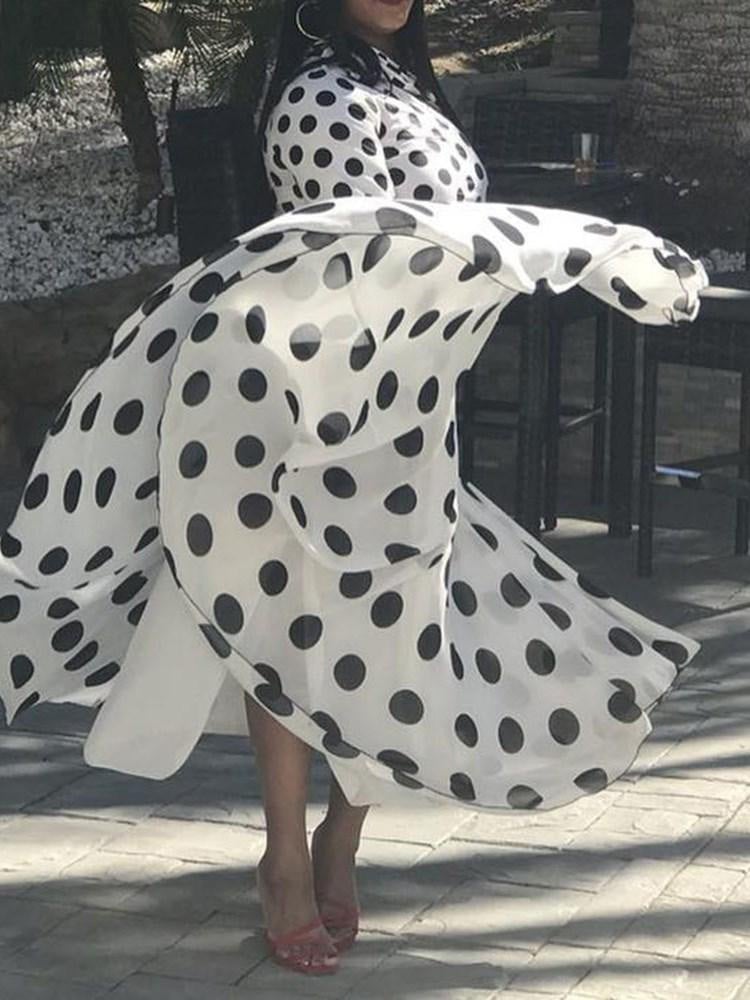 Women's Dresses One Shoulder Sleeve Polka Dot Slim Dress - Maxi Dresses - Instastyled | Online Fashion Free Shipping Clothing, Dresses, Tops, Shoes - 18/01/2022 - 40-50 - color-white