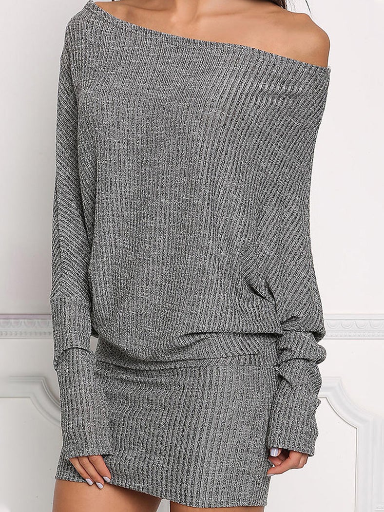 Women's Dresses One Word Collar Slim Bat Sleeve Hip Dress - Mini Dresses - Instastyled | Online Fashion Free Shipping Clothing, Dresses, Tops, Shoes - 20-30 - 22/12/2021 - Casual Dresses