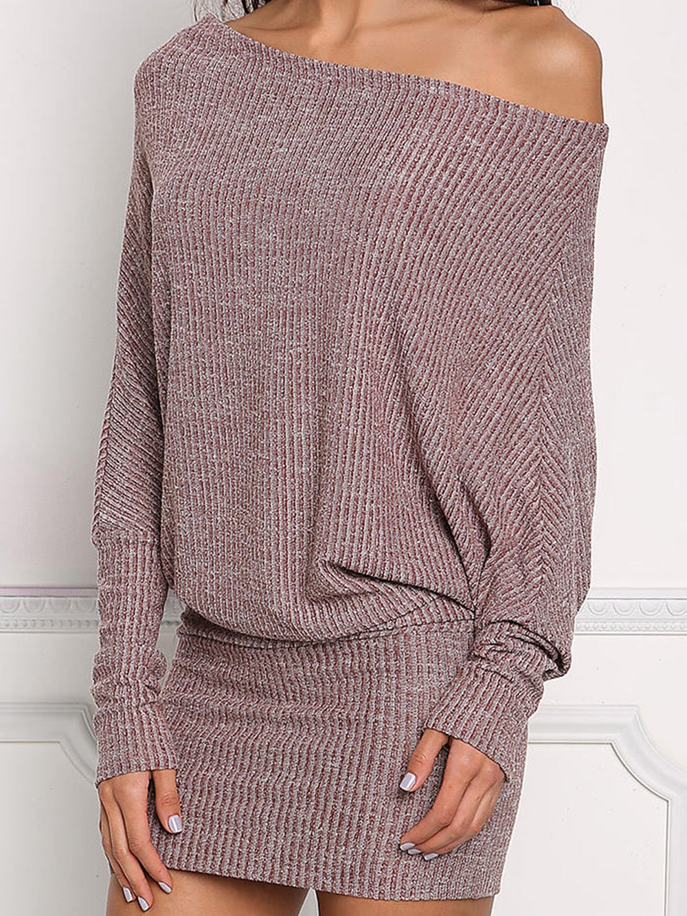 Women's Dresses One Word Collar Slim Bat Sleeve Hip Dress - Mini Dresses - Instastyled | Online Fashion Free Shipping Clothing, Dresses, Tops, Shoes - 20-30 - 22/12/2021 - Casual Dresses