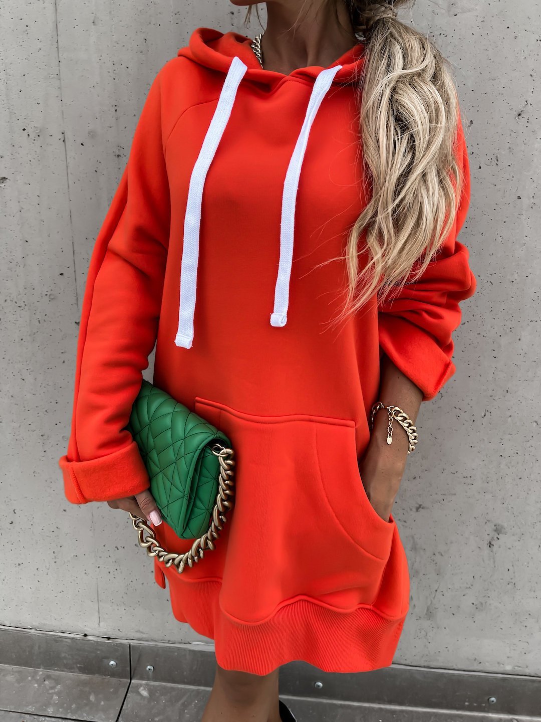 Women's Dresses Pocket Long Sleeve Drawstring Hooded Slit Dress - Mini Dresses - INS | Online Fashion Free Shipping Clothing, Dresses, Tops, Shoes - 20/10/2021 - 30-40 - Casual Dresses