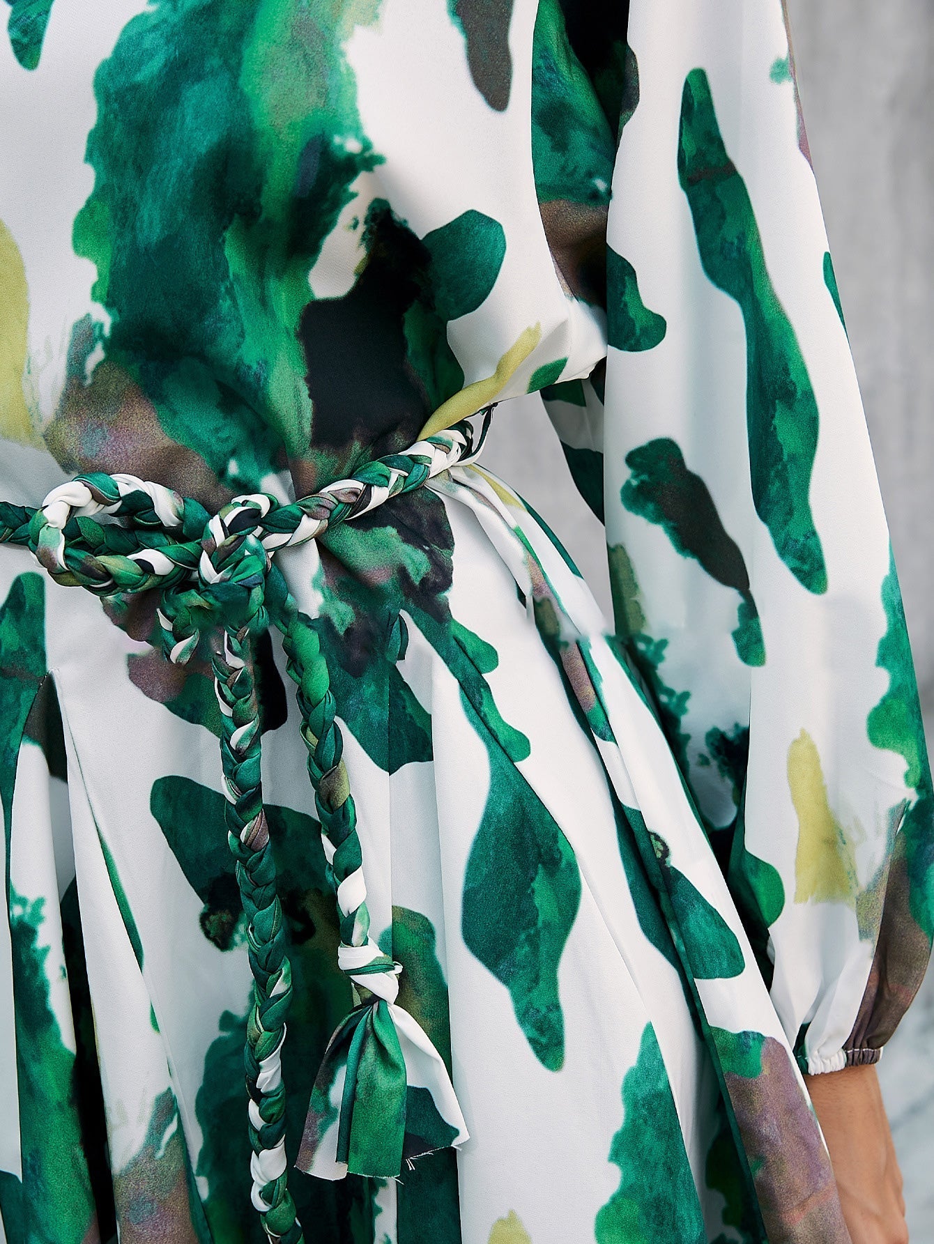 Women's Dresses Printed Green High Waist Long Sleeve Dress - Mini Dresses - Instastyled | Online Fashion Free Shipping Clothing, Dresses, Tops, Shoes - 11/02/2022 - color-green - Color_Green