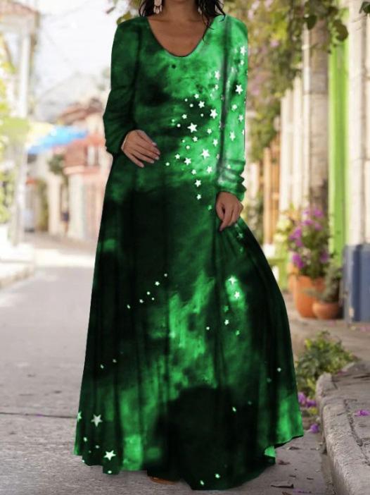 Women's Dresses Printed V-Neck Long Sleeve Casual Dress - Maxi Dresses - INS | Online Fashion Free Shipping Clothing, Dresses, Tops, Shoes - 15/09/2021 - 20-30 - Category_Maxi Dresses