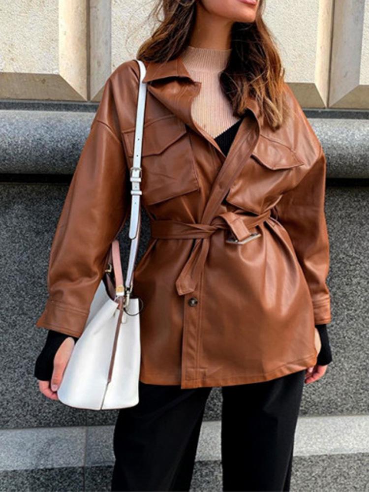 Women's Dresses Pu Leather Long Sleeve Single-Breasted Belted Dress - Mini Dresses - INS | Online Fashion Free Shipping Clothing, Dresses, Tops, Shoes - 30/11/2021 - color-black - color-blue