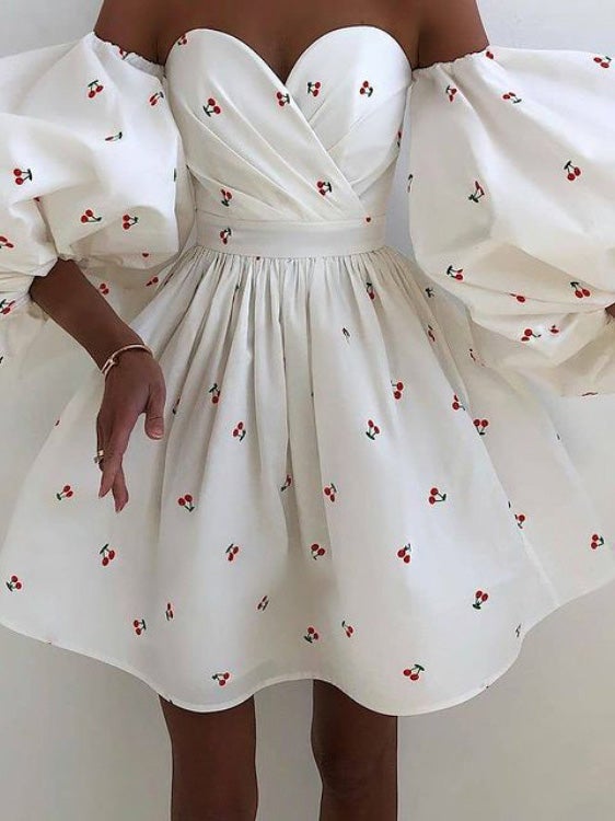 Women's Dresses Puff Sleeve Tube Top Elegant Dress - Mini Dresses - Instastyled | Online Fashion Free Shipping Clothing, Dresses, Tops, Shoes - 11/01/2022 - color-beige - color-one-set5-pcs