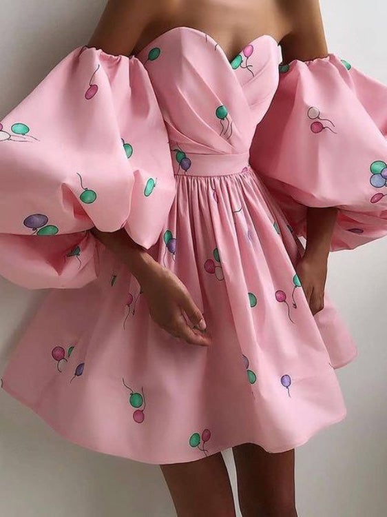 Women's Dresses Puff Sleeve Tube Top Elegant Dress - Mini Dresses - Instastyled | Online Fashion Free Shipping Clothing, Dresses, Tops, Shoes - 11/01/2022 - color-beige - color-one-set5-pcs