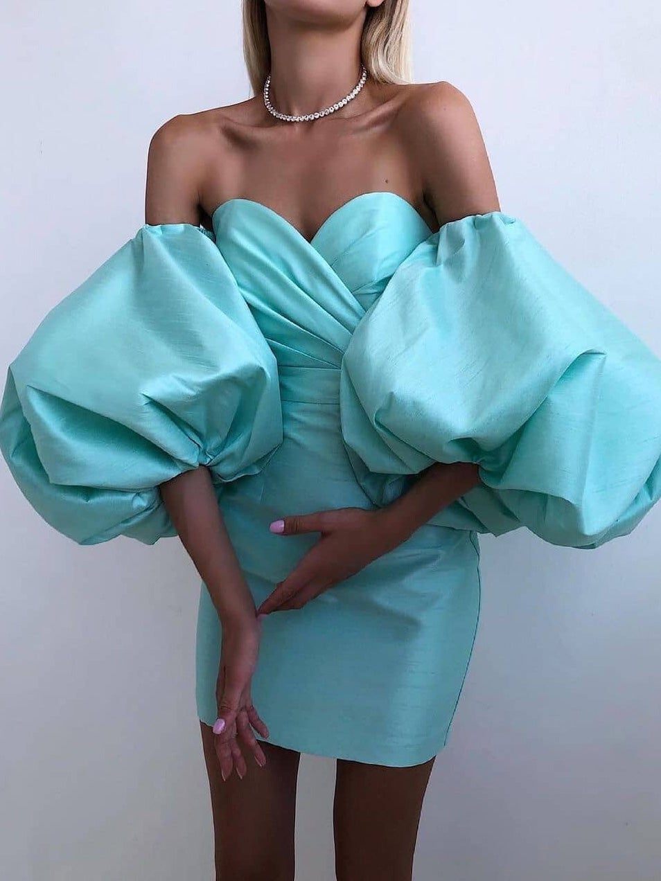 Women's Dresses Puff Sleeve Tube Top Elegant Dress - Mini Dresses - Instastyled | Online Fashion Free Shipping Clothing, Dresses, Tops, Shoes - 11/01/2022 - color-beige - color-one-set5-pcs