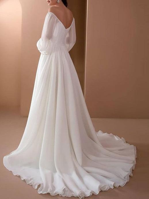 Women's Dresses Pure Boat Neck Slim Long Sleeve Dress - Maxi Dresses - INS | Online Fashion Free Shipping Clothing, Dresses, Tops, Shoes - 29/11/2021 - color-white - Color_White