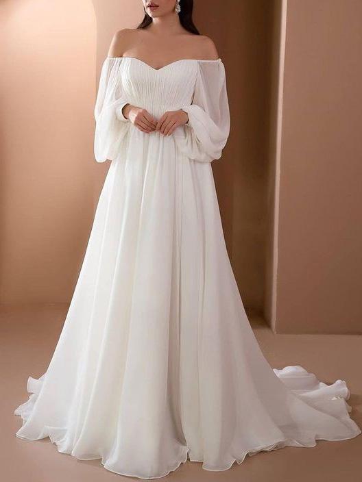 Women's Dresses Pure Boat Neck Slim Long Sleeve Dress - Maxi Dresses - INS | Online Fashion Free Shipping Clothing, Dresses, Tops, Shoes - 29/11/2021 - color-white - Color_White