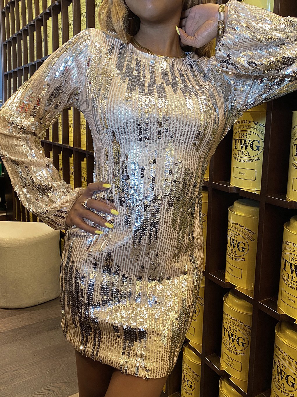 Women's Dresses Sequined Crew Neck Long Sleeve Mini Dress - Mini Dresses - Instastyled | Online Fashion Free Shipping Clothing, Dresses, Tops, Shoes - 10/12/2021 - 40-50 - color-one-set5-pcs