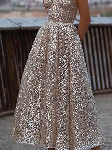 Women's Dresses Shiny Deep V-Neck Tube Top Maxi Dresses - Maxi Dresses - INS | Online Fashion Free Shipping Clothing, Dresses, Tops, Shoes - 29/11/2021 - 40-50 - color-gold