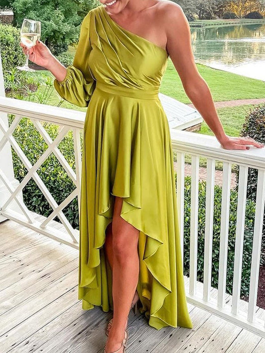 Women's Dresses Single-Sleeve Sloping Shoulder Irregular Dress - Maxi Dresses - Instastyled | Online Fashion Free Shipping Clothing, Dresses, Tops, Shoes - 17/12/2021 - 40-50 - color-yellow