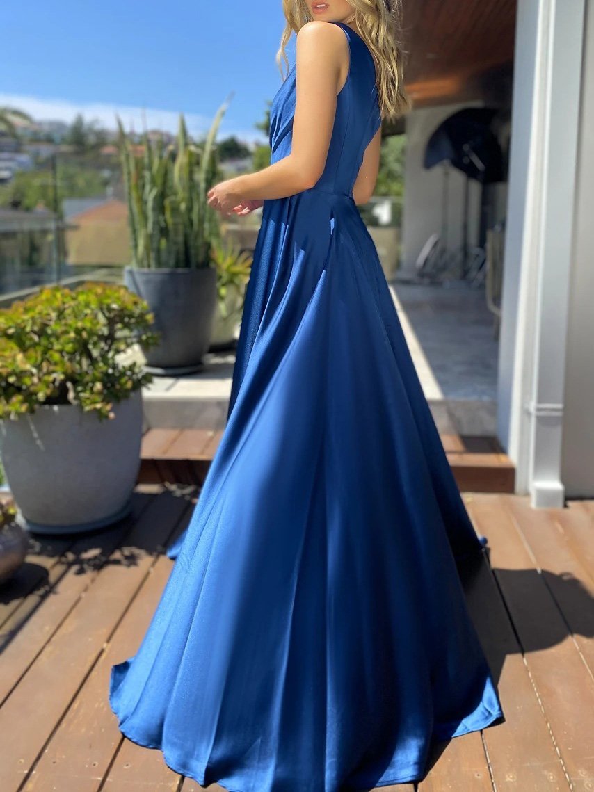 Women's Dresses Slanted Shoulder Slim Fit Split Maxi Dress - Maxi Dresses - INS | Online Fashion Free Shipping Clothing, Dresses, Tops, Shoes - 26/08/2021 - 30-40 - Category_Maxi Dresses