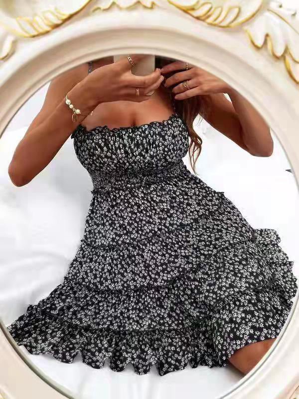 Women's Dresses Sling Floral Slim Fit Dress - Mini Dresses - Instastyled | Online Fashion Free Shipping Clothing, Dresses, Tops, Shoes - 25/02/2022 - 40-50 - color-black