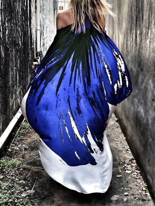 Women's Dresses Sloping Shoulder Print Irregular Casual Dress - Maxi Dresses - Instastyled | Online Fashion Free Shipping Clothing, Dresses, Tops, Shoes - 10/02/2022 - 40-50 - Casual Dresses