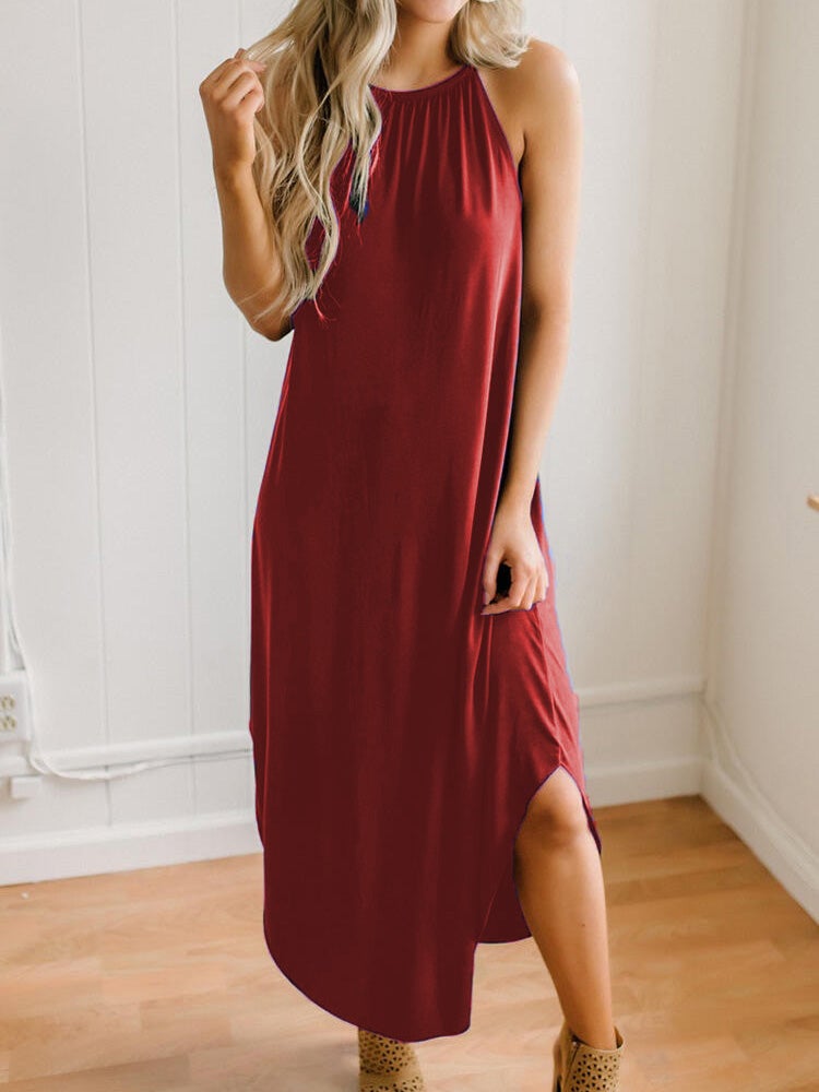Women's Dresses Solid Color Sling Slit Casual Dress - Maxi Dresses - Instastyled | Online Fashion Free Shipping Clothing, Dresses, Tops, Shoes - 13/01/2022 - 20-30 - Casual Dresses