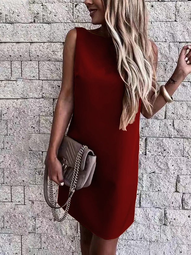 Women's Dresses Solid Crew Neck Bare Back Sleeveless Dress - Mini Dresses - Instastyled | Online Fashion Free Shipping Clothing, Dresses, Tops, Shoes - 17/01/2022 - 20-30 - Casual Dresses