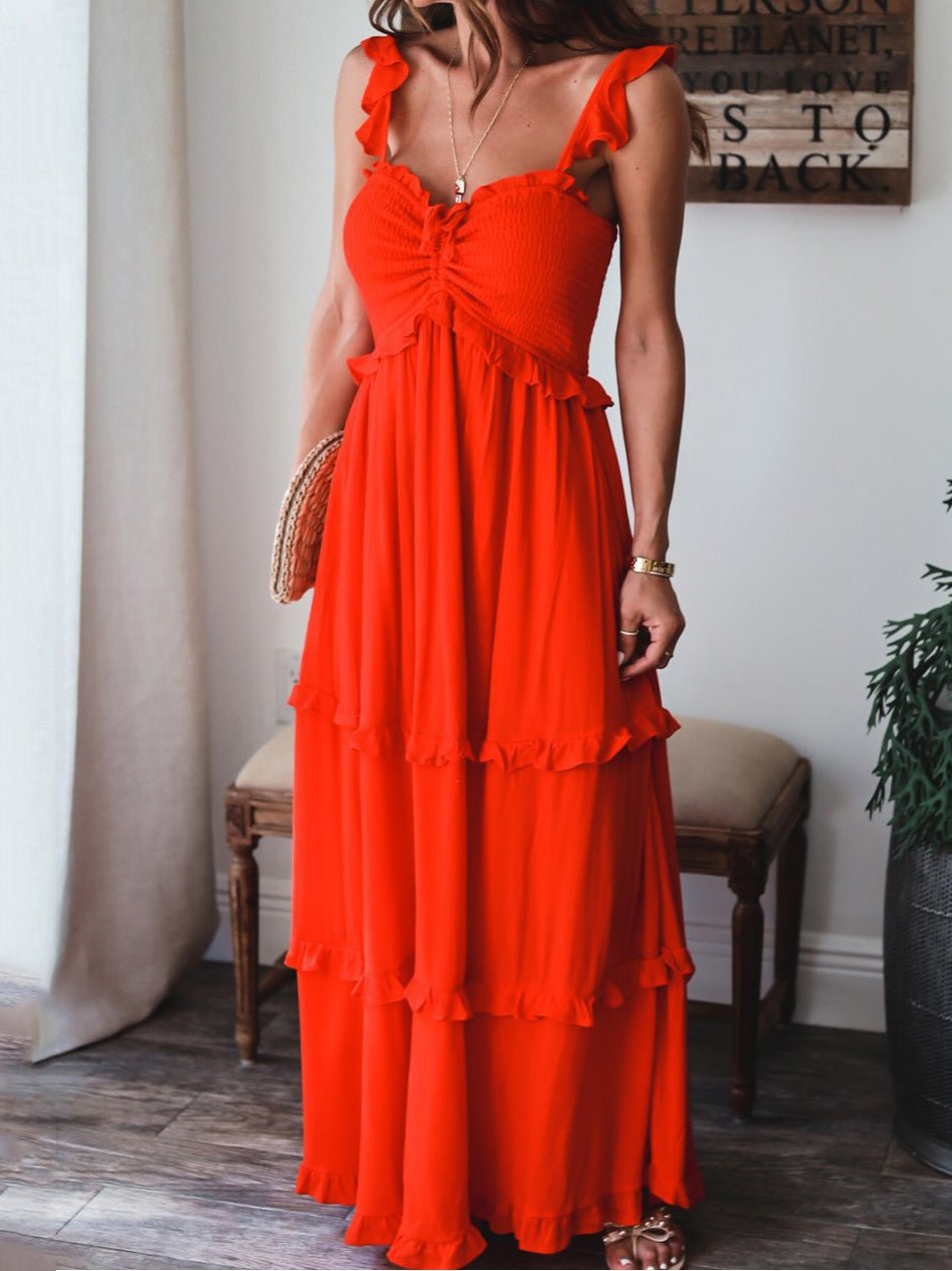 Women's Dresses Solid Fungus Edge Suspender Dress - Maxi Dresses - Instastyled | Online Fashion Free Shipping Clothing, Dresses, Tops, Shoes - 17/02/2022 - 40-50 - color-red