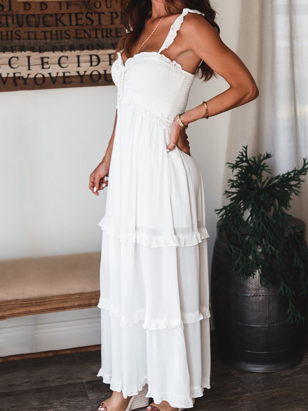 Women's Dresses Solid Fungus Edge Suspender Dress - Maxi Dresses - Instastyled | Online Fashion Free Shipping Clothing, Dresses, Tops, Shoes - 17/02/2022 - 40-50 - color-red