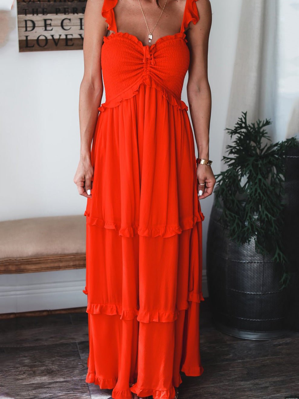 Women's Dresses Solid Fungus Edge Suspender Dress - Maxi Dresses - Instastyled | Online Fashion Free Shipping Clothing, Dresses, Tops, Shoes - 17/02/2022 - 40-50 - color-red