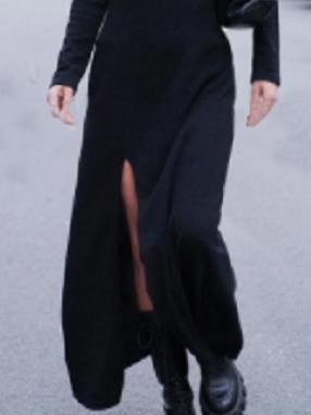 Women's Dresses Solid High Neck Long Sleeve Split Dress - Maxi Dresses - INS | Online Fashion Free Shipping Clothing, Dresses, Tops, Shoes - 09/11/2021 - 20-30 - color-black