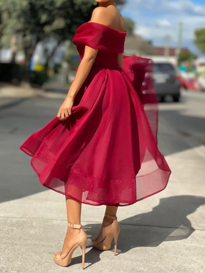 Women's Dresses Solid One Word Collar Slim Fit Dress - Maxi Dresses - Instastyled | Online Fashion Free Shipping Clothing, Dresses, Tops, Shoes - 22/01/2022 - color-blue - color-light-white