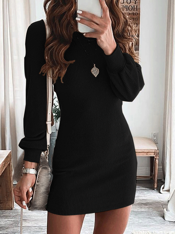 Women's Dresses Solid Open Back Long Sleeve Mini Dress - Mini Dresses - INS | Online Fashion Free Shipping Clothing, Dresses, Tops, Shoes - 20-30 - 21/10/2021 - color-black
